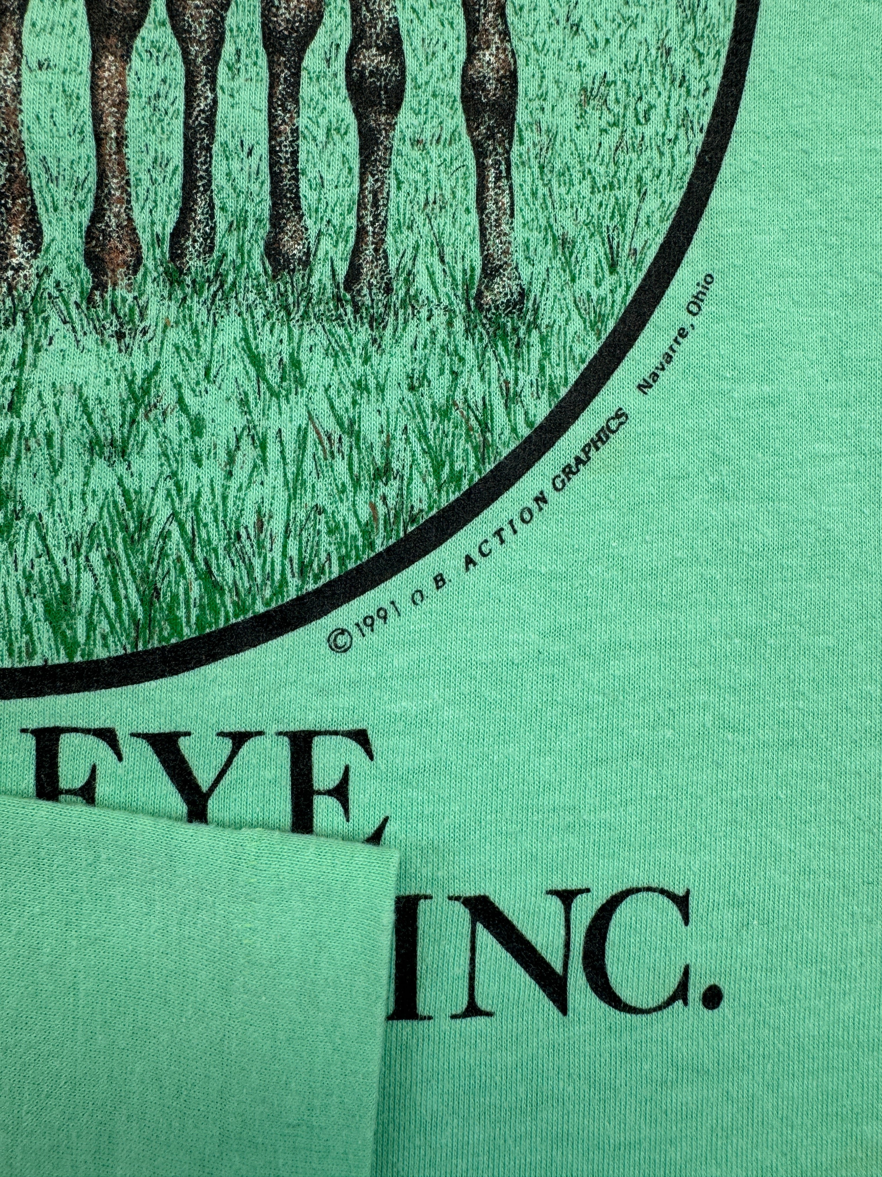 Vintage Buckeye Feed Mills Inc. Shirt 1991 Promo "Leading The Way In Equine Nutrition" Single Stitch Grün M-L