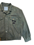 90s Chewan Customized Jeansjacke "Acid House" Grau Grün L-XL - RareRags