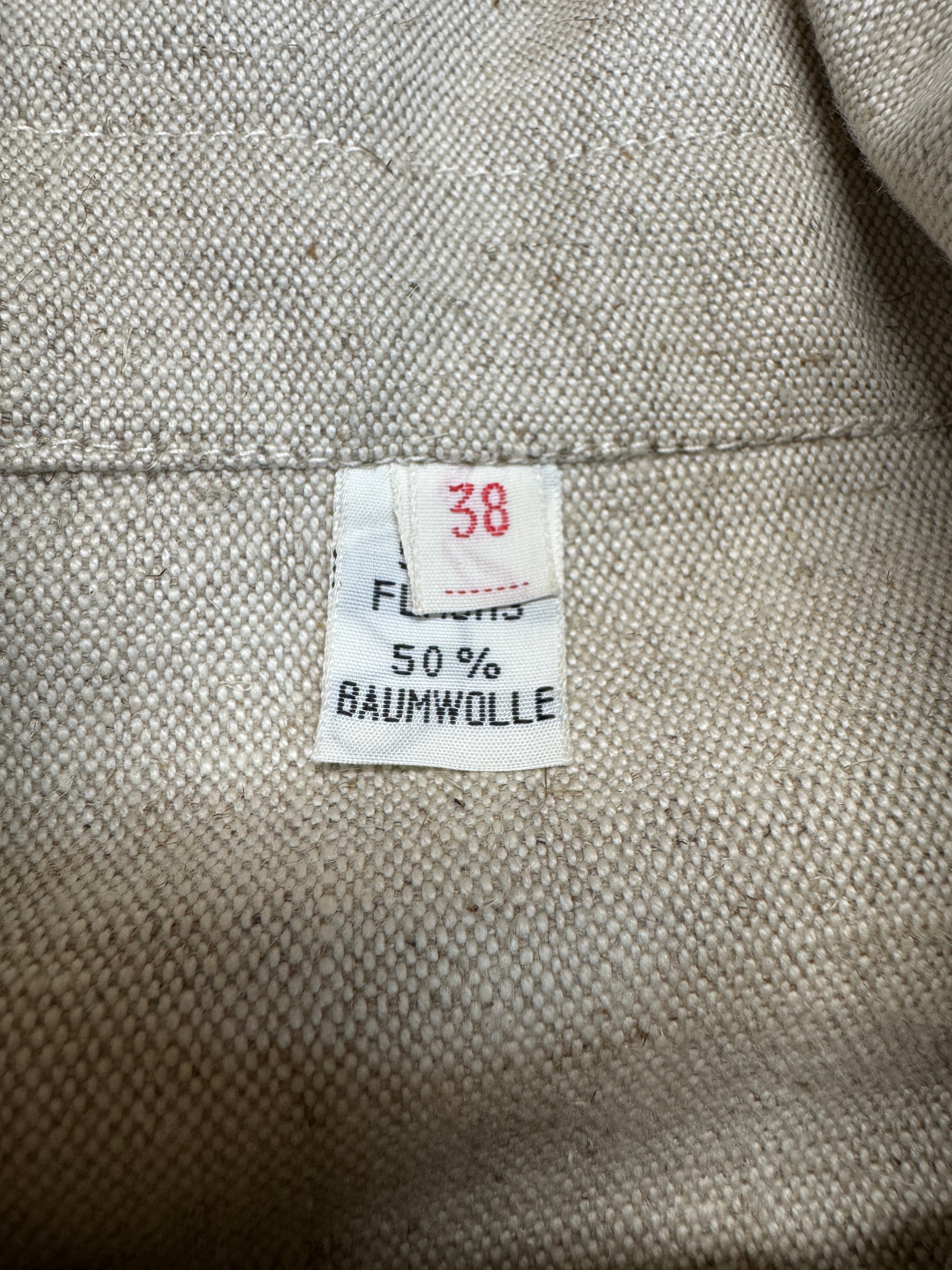 70s Wallys Flachs/Baumwolle Jacke Deadstock Meliert Creme Braun M - RareRags
