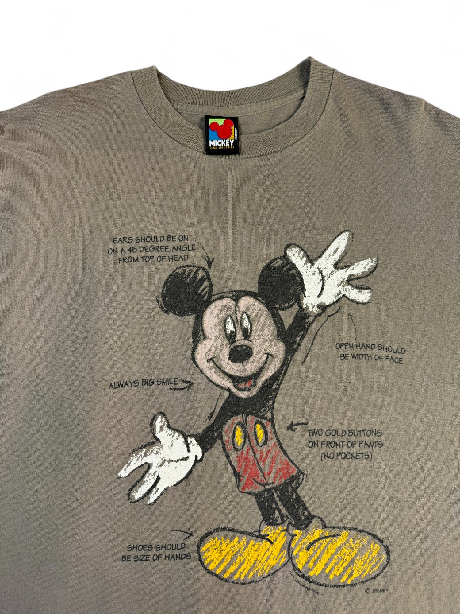 Vintage Mickey Unlimited Shirt 90s By Velva Sheen Single Stitch Made In USA Graugrün L-XL