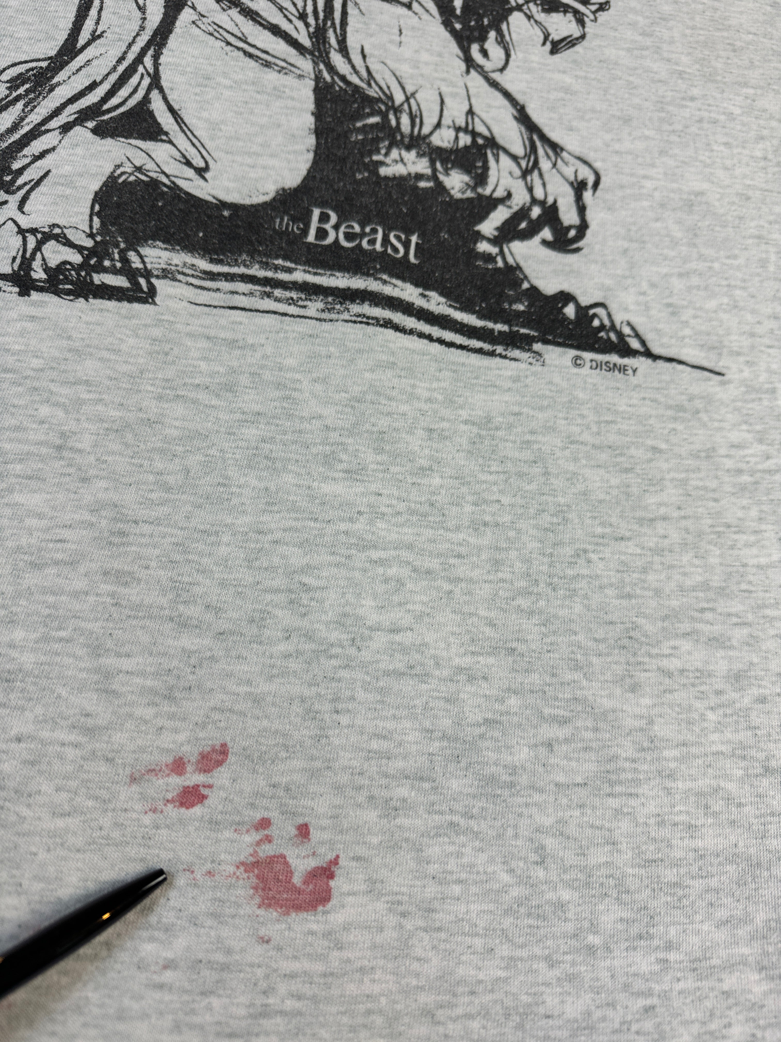 Vintage Fruit Of The Loom Shirt 90s "Die Schöne Und Das Biest" Disney Made In USA Single Stitch Grau XL
