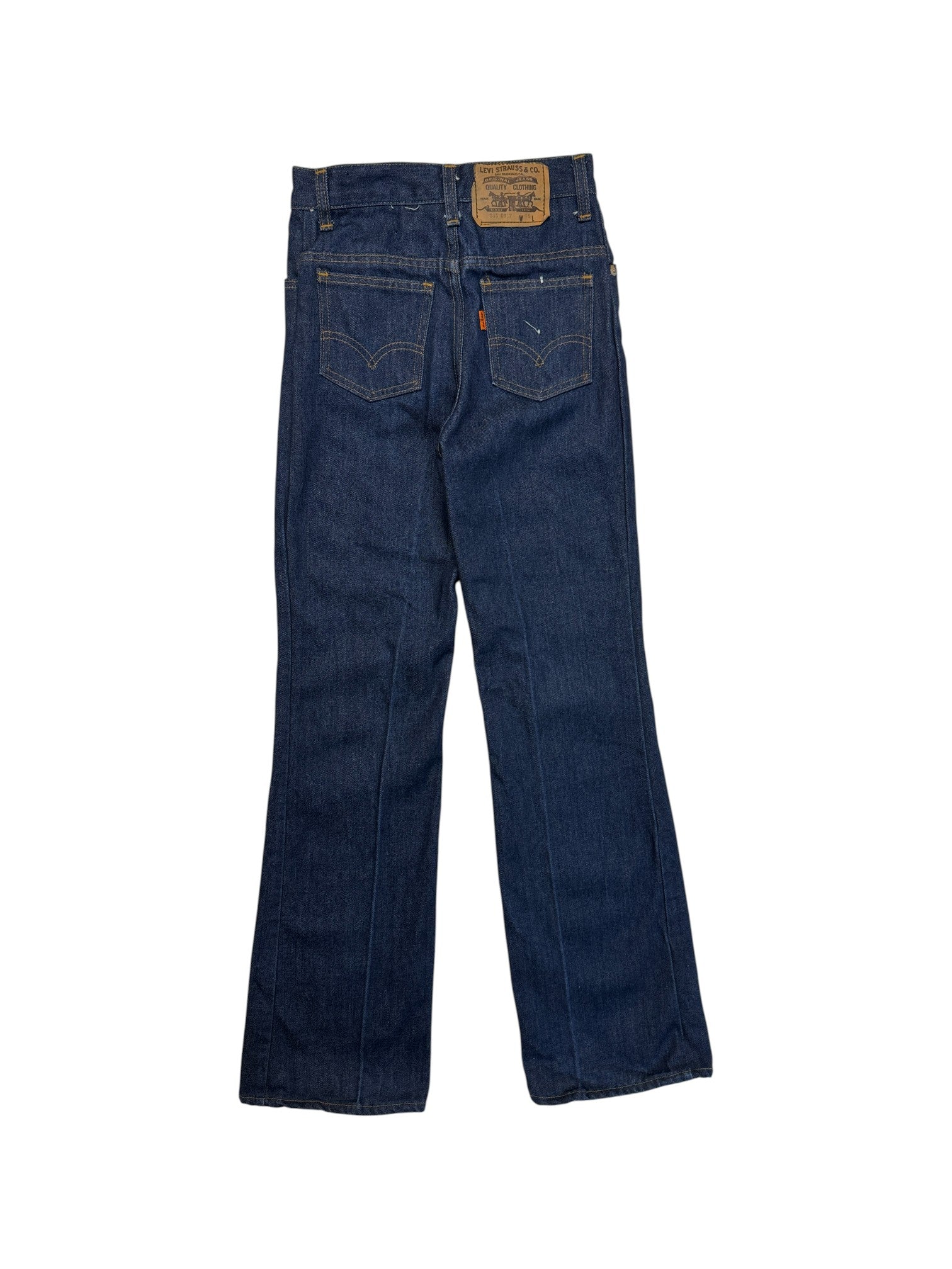 1978 Levis Damen Flared Jeans 345 Bell Bottoms Orange Tab Made In USA Blau W16 M - RareRags