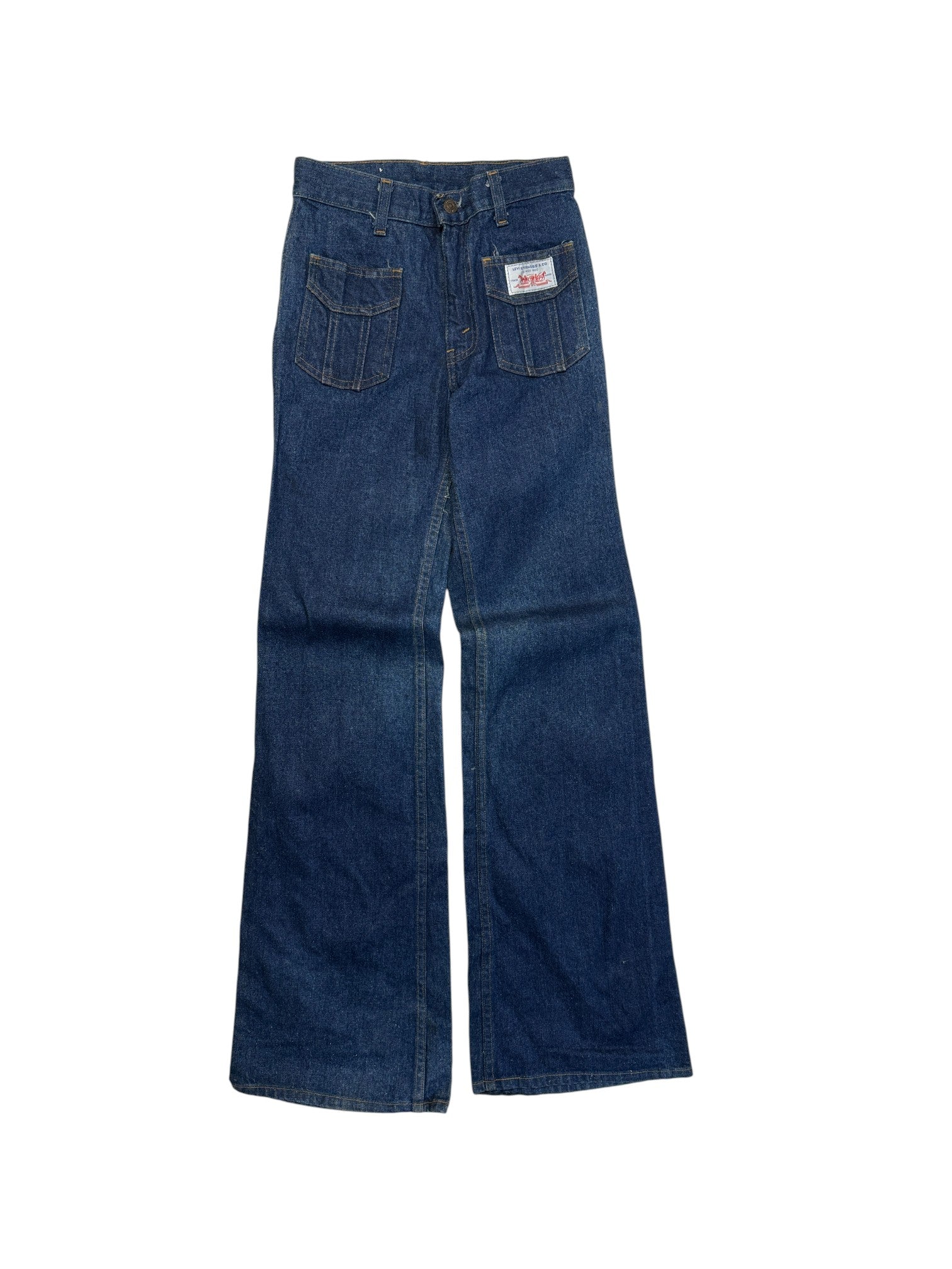 1977 Levis Schlaghose Talon Zip F01 Made In France Blau S-M - RareRags
