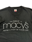 Vintage Fruit Of The Loom Promo Shirt 1992 "The magic of Macy's" Single Stitch Made In USA Schwarz XL