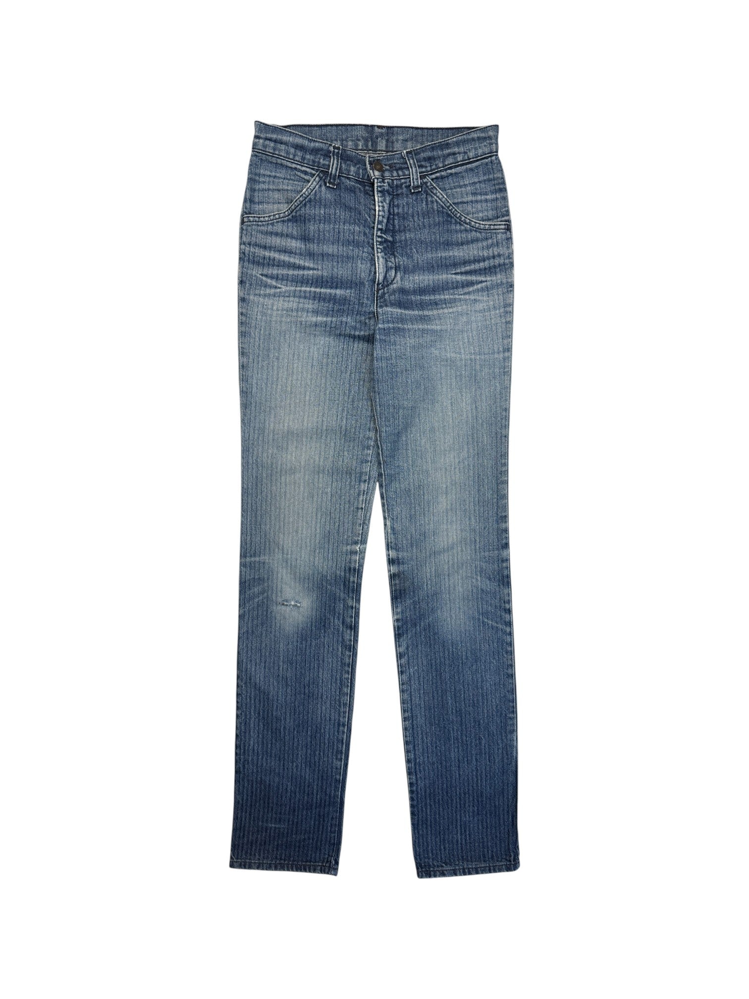 80s Levis Pinstripe Jeans White Tab Made In Belgium Blau S-M - RareRags