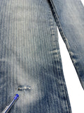 80s Levis Pinstripe Jeans White Tab Made In Belgium Blau S-M - RareRags