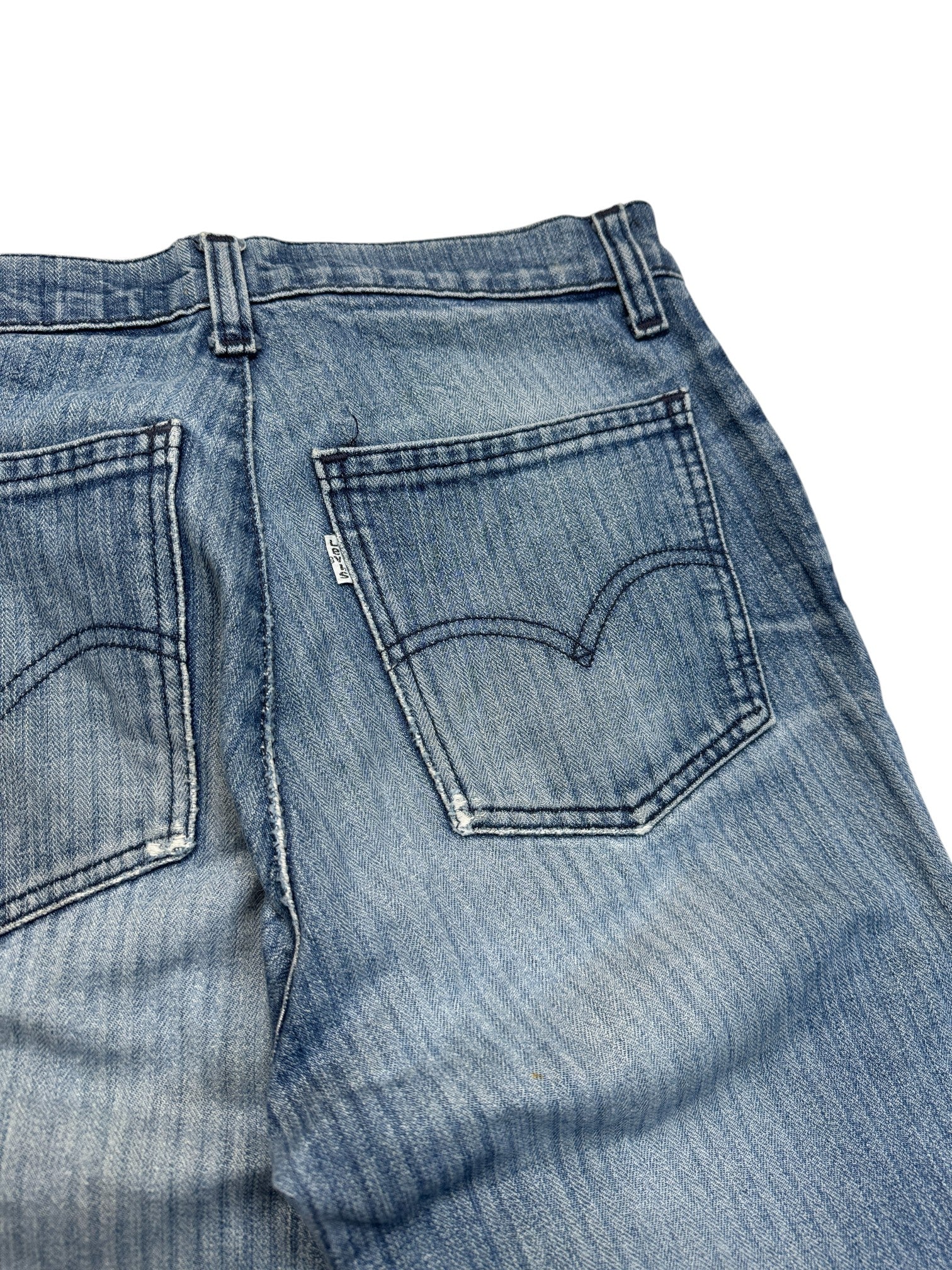 80s Levis Pinstripe Jeans White Tab Made In Belgium Blau S-M - RareRags