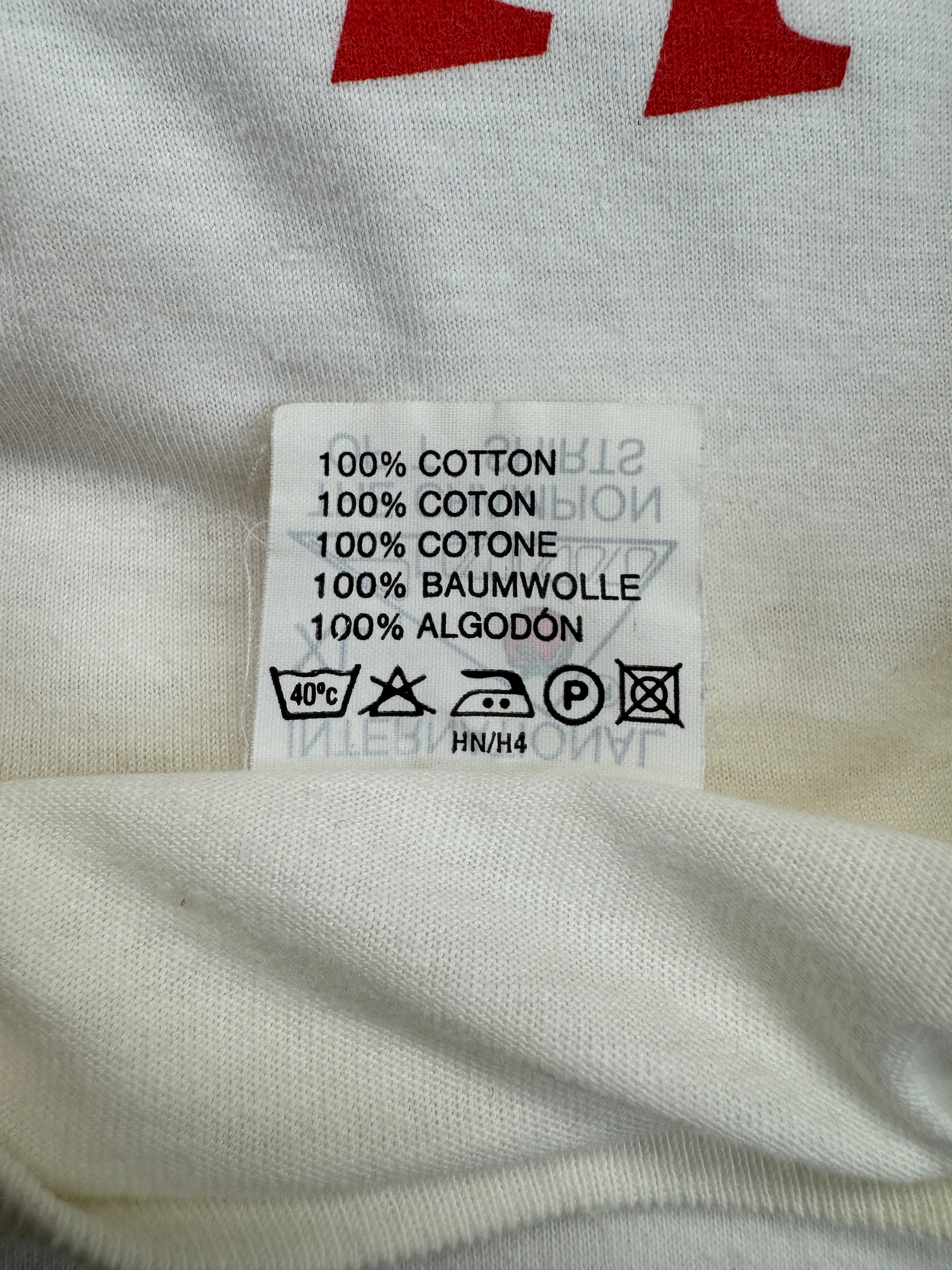 Vintage Promodoro Shirt 90s Nissan "„Der neue Primera – Ich bin in Höchstform“ Single Stitch Weiß XL