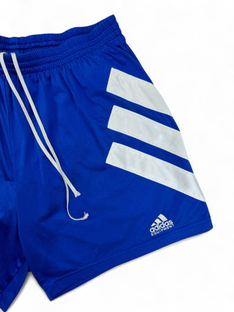 Vintage Adidas Equipment Shorts 90s Glanz Blau Weiß 9/XL