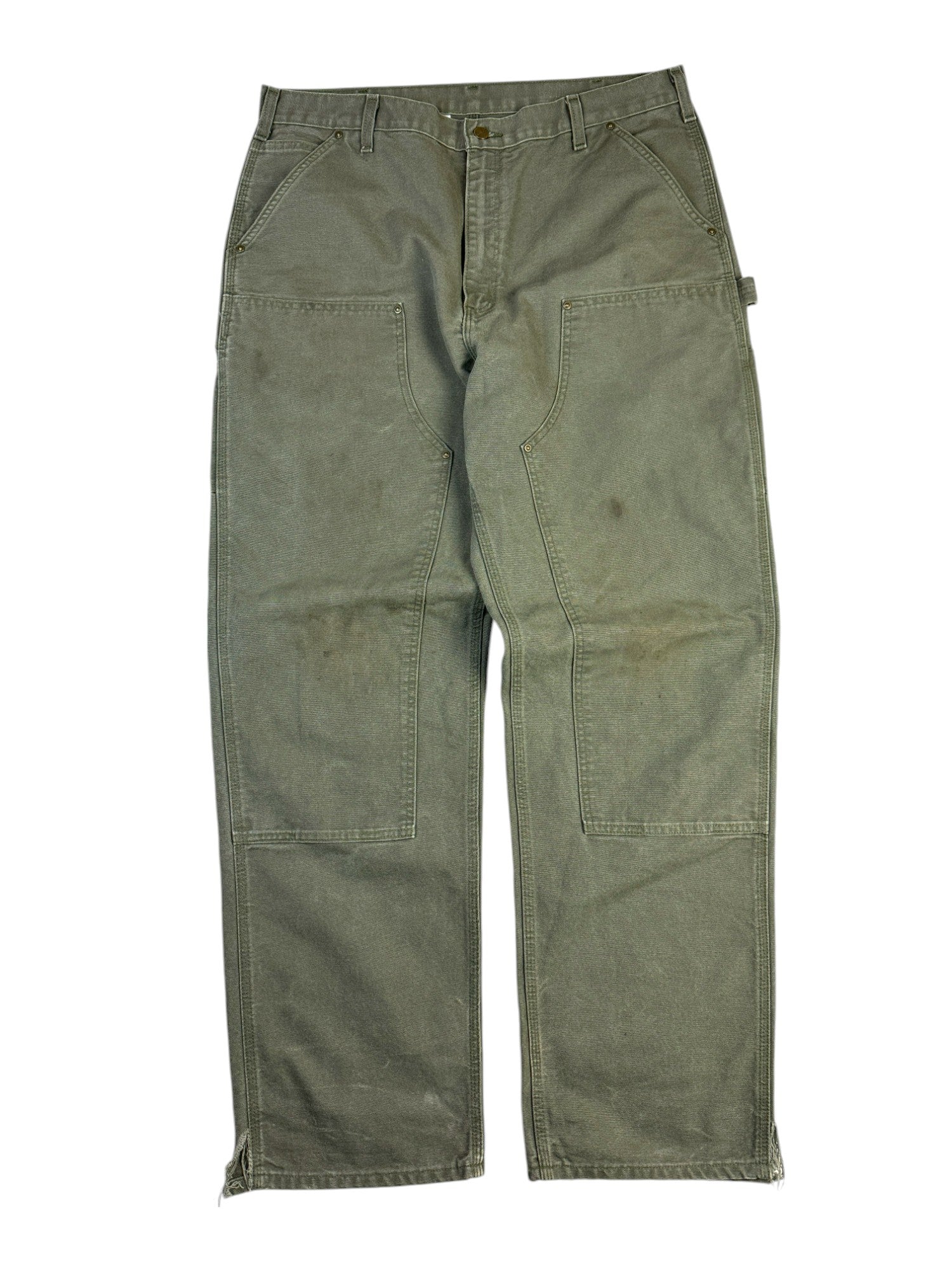Vintage Carhartt Double Knee Workpants 90s Olive 38x34 - RareRags