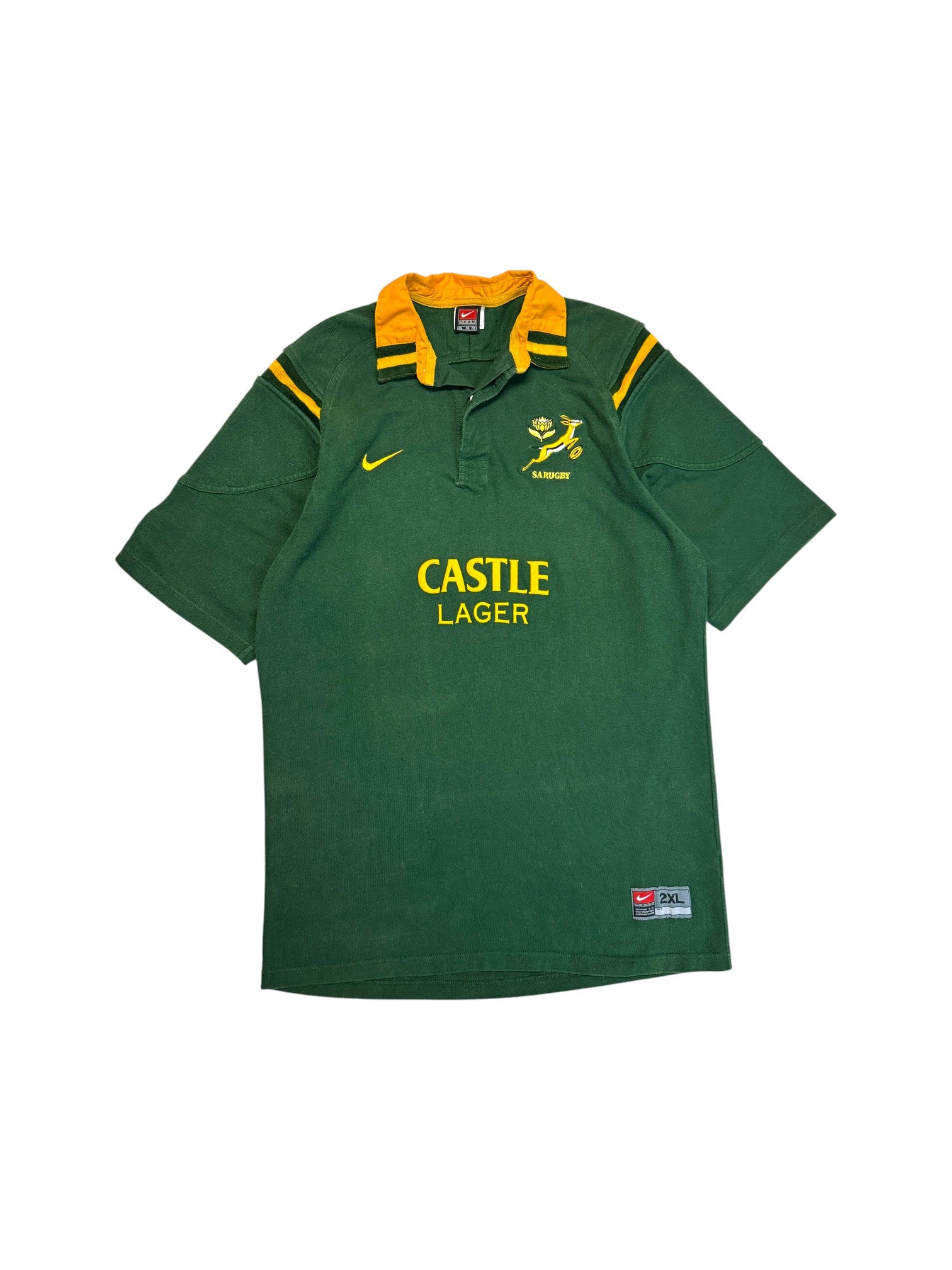 2002 Nike Rugby Jersey South Africa Springboks Castle Lager Grün 2XL - RareRags