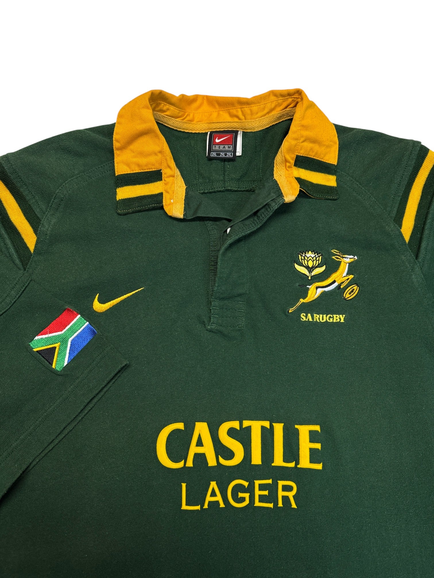 2002 Nike Rugby Jersey South Africa Springboks Castle Lager Grün 2XL - RareRags