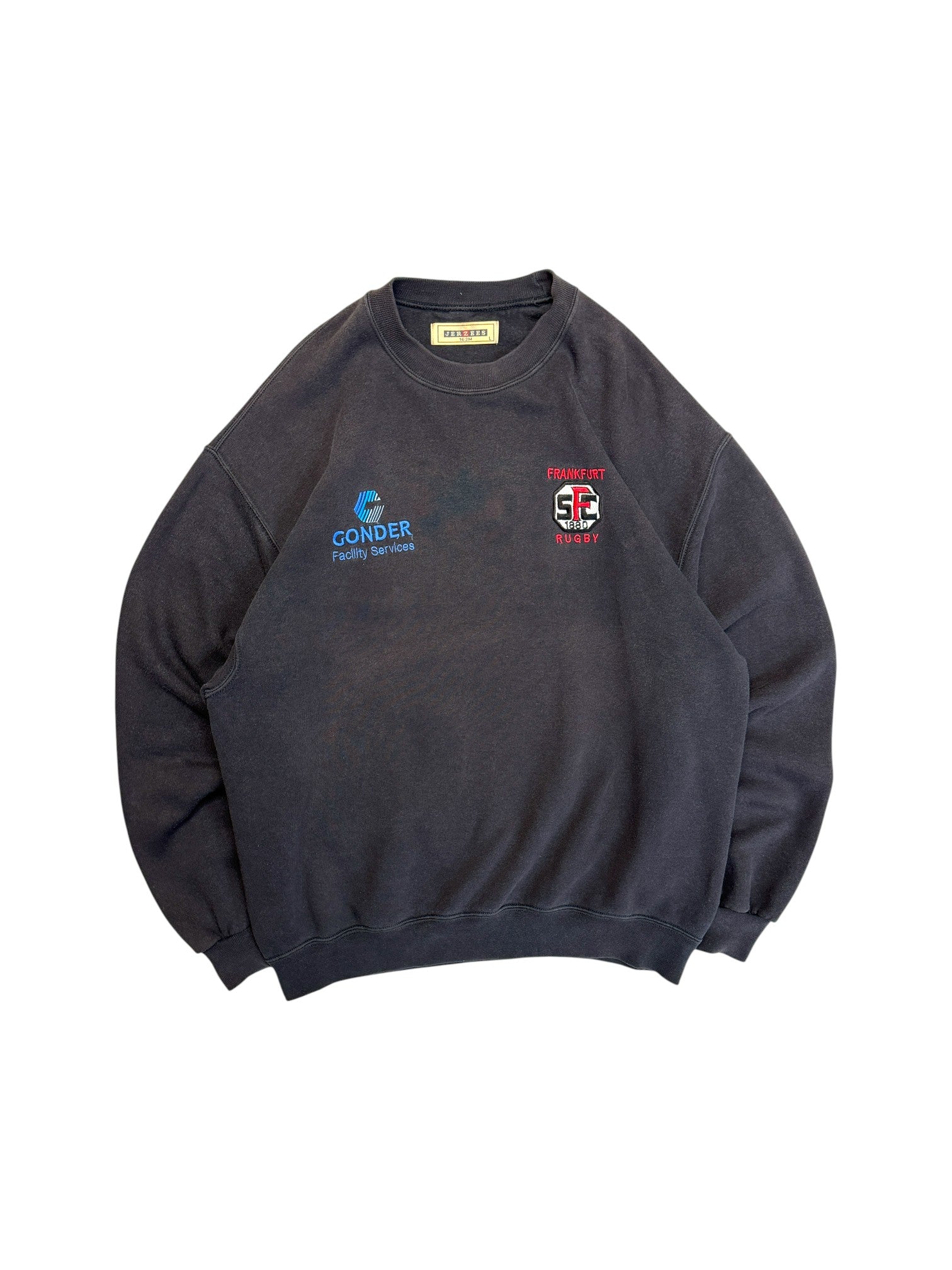 90s Jerzees Sweater SFC Frankfurt Rugby Gonder Schwarz L - RareRags