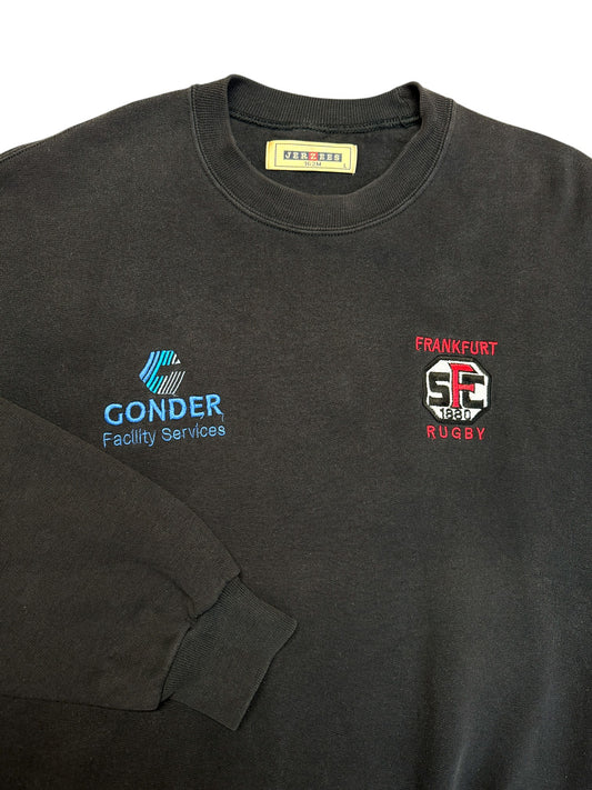 90s Jerzees Sweater SFC Frankfurt Rugby Gonder Schwarz L - RareRags