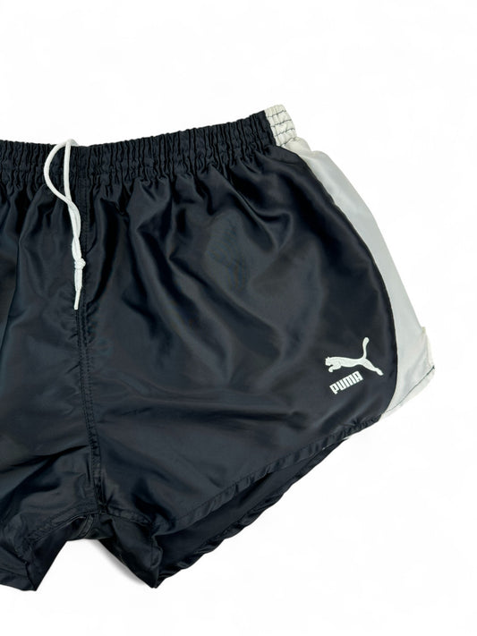 Vintage Puma Short 90s Glanz Sprinter Schwarz Weiß L