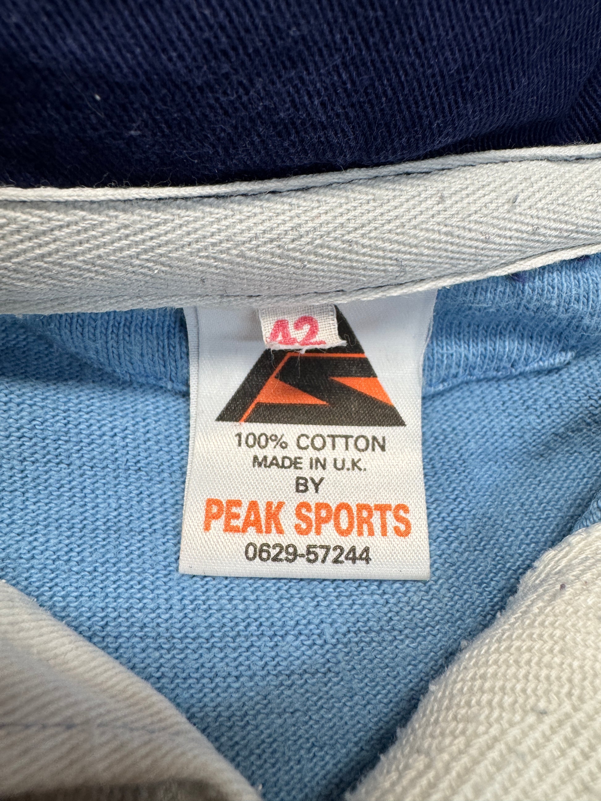 90s Peak Sports Polo Hamburger Rugby-Verband Made In UK Blau 42/L - RareRags