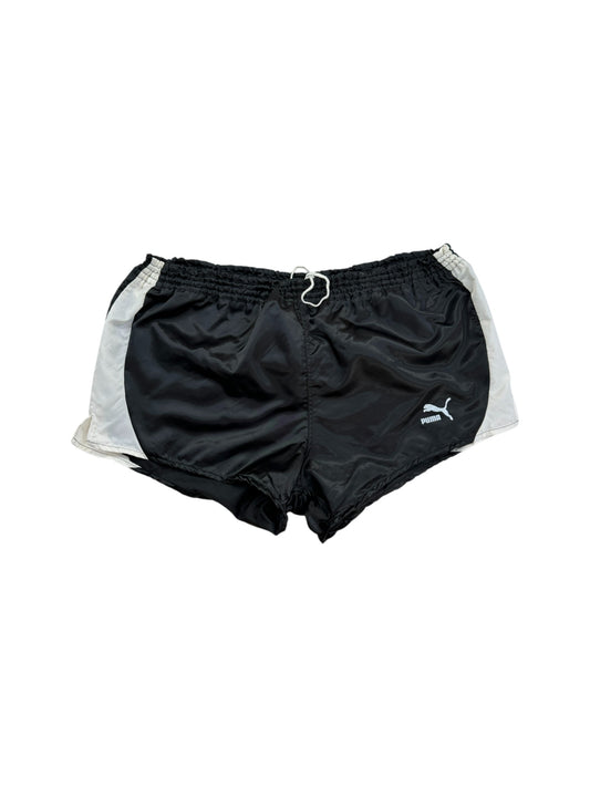 Vintage Puma Shorts 80s Glanz Sprinter Schwarz Weiß 8 XL-XXL