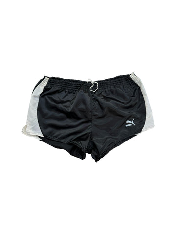 Vintage Puma Shorts 80s Glanz Sprinter Schwarz Weiß 8 XL-XXL