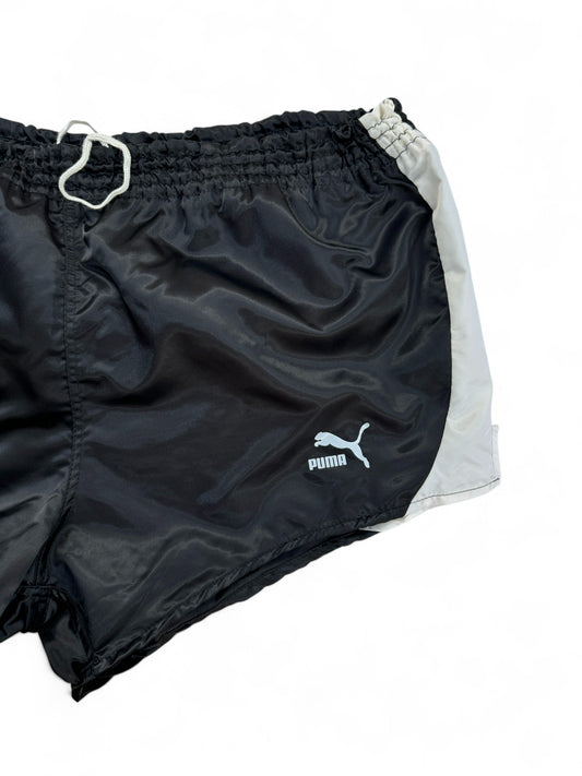 Vintage Puma Shorts 80s Glanz Sprinter Schwarz Weiß 8 XL-XXL