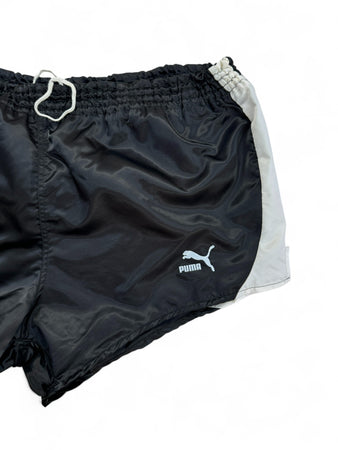 Vintage Puma Shorts 80s Glanz Sprinter Schwarz Weiß 8 XL-XXL