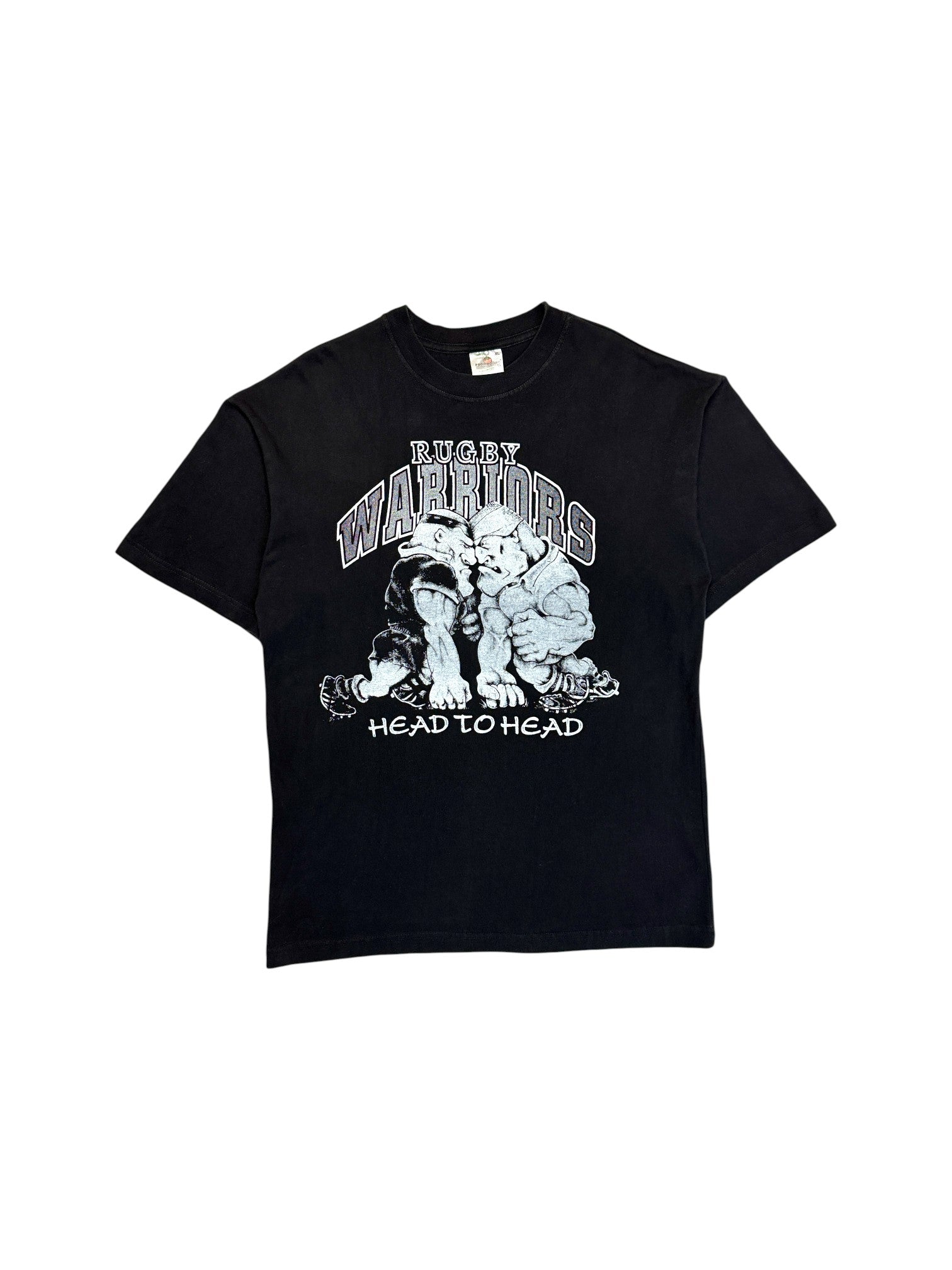 90s Promodoro Shirt "Rugby Warriors Head To Head" Schwarz XL - RareRags