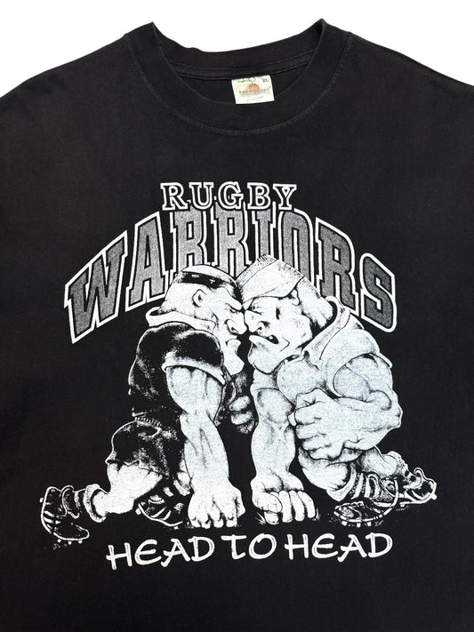 90s Promodoro Shirt "Rugby Warriors Head To Head" Schwarz XL - RareRags