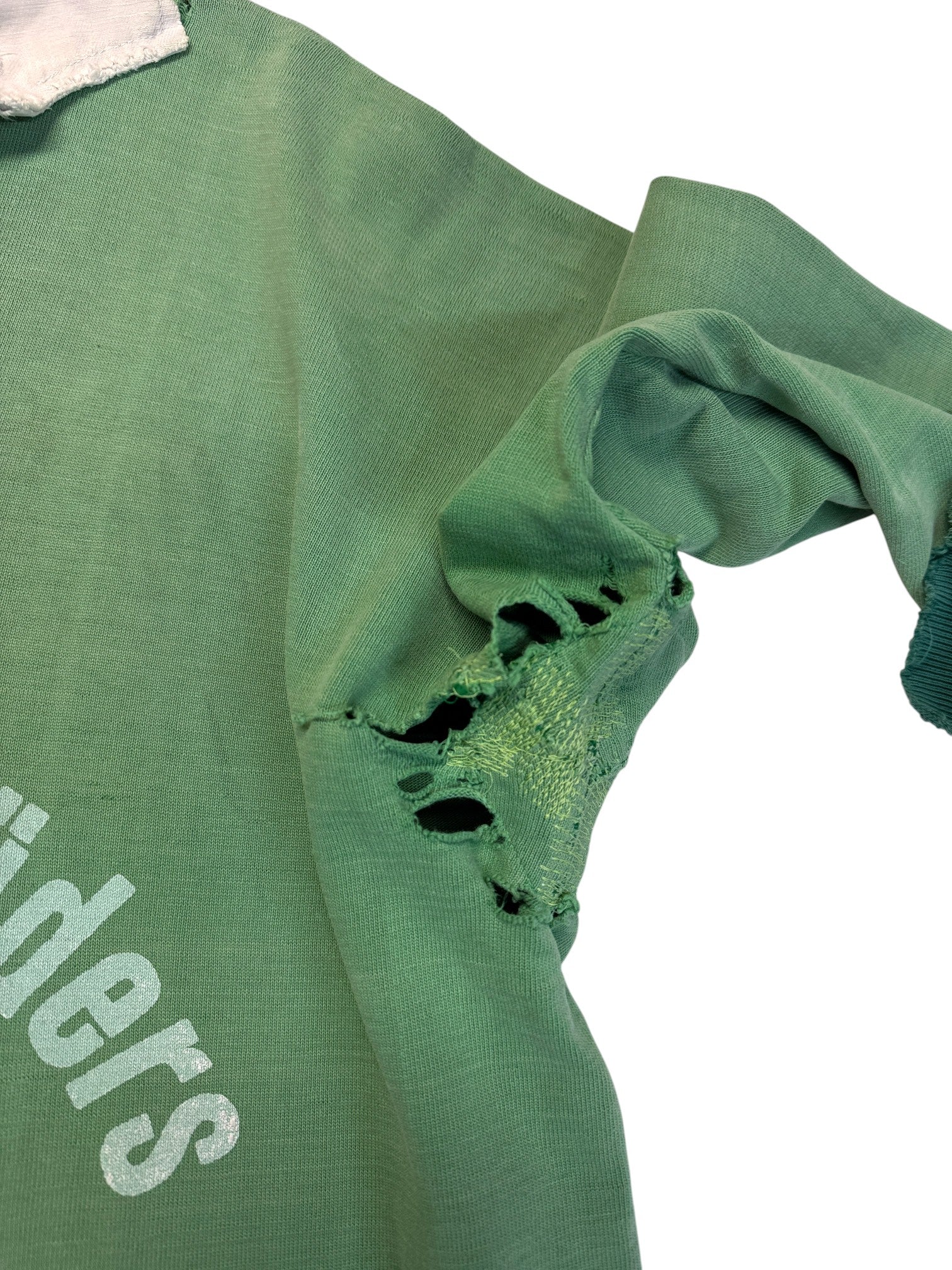 80s Kiwi Rugby Polo Trashed "Barthels & Lüders Hamburg" Made In UK Grün L-XL - RareRags