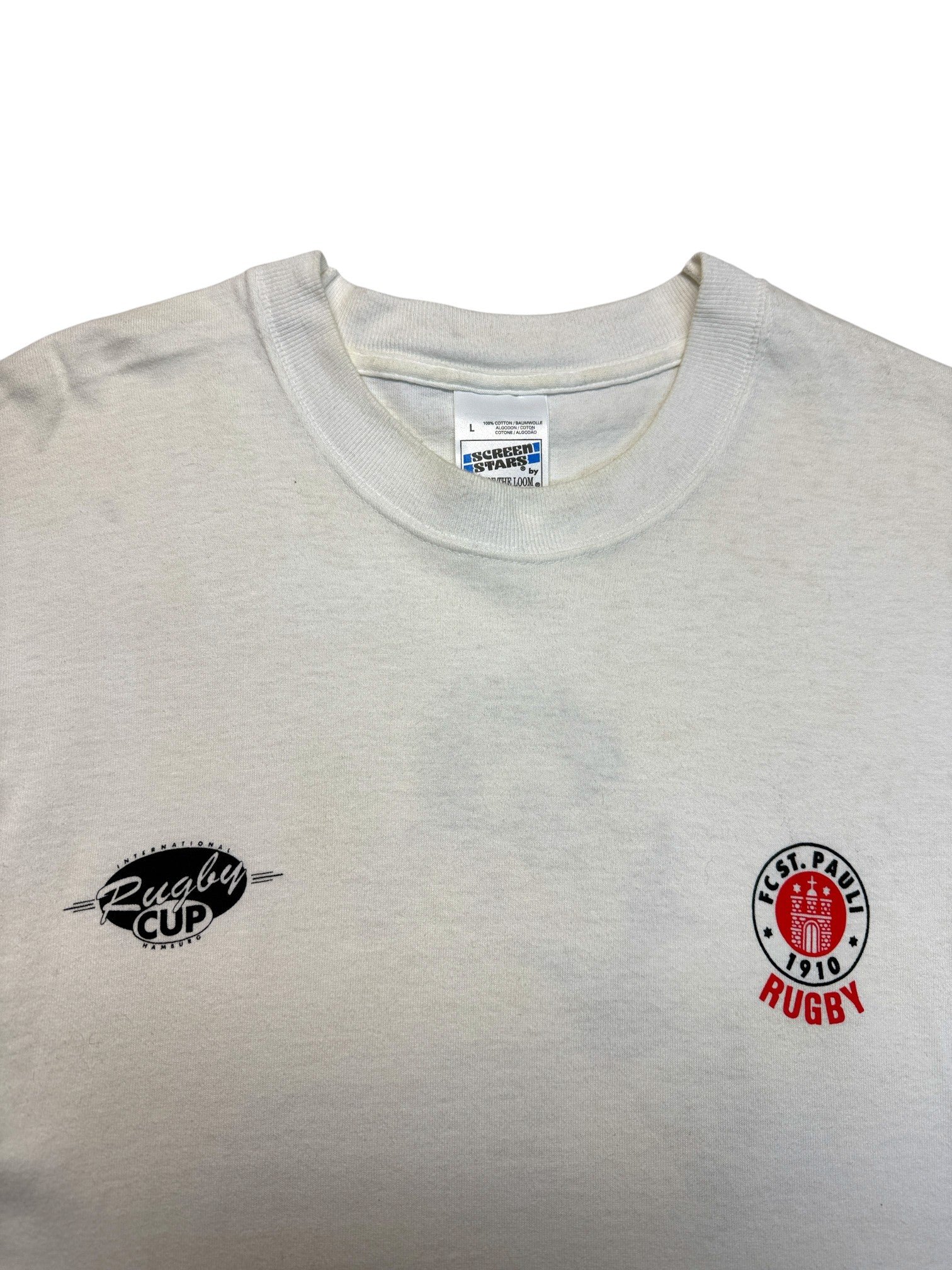 90s Screen Stars Shirt International Rugby Cup FC St. Pauli Weiß L - RareRags