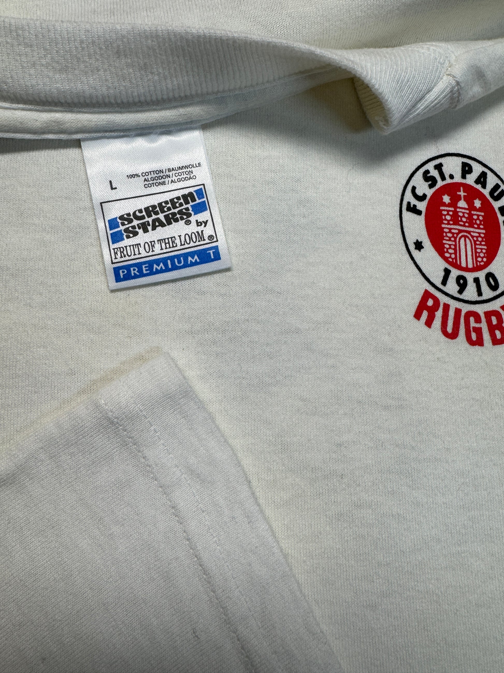 90s Screen Stars Shirt International Rugby Cup FC St. Pauli Weiß L - RareRags