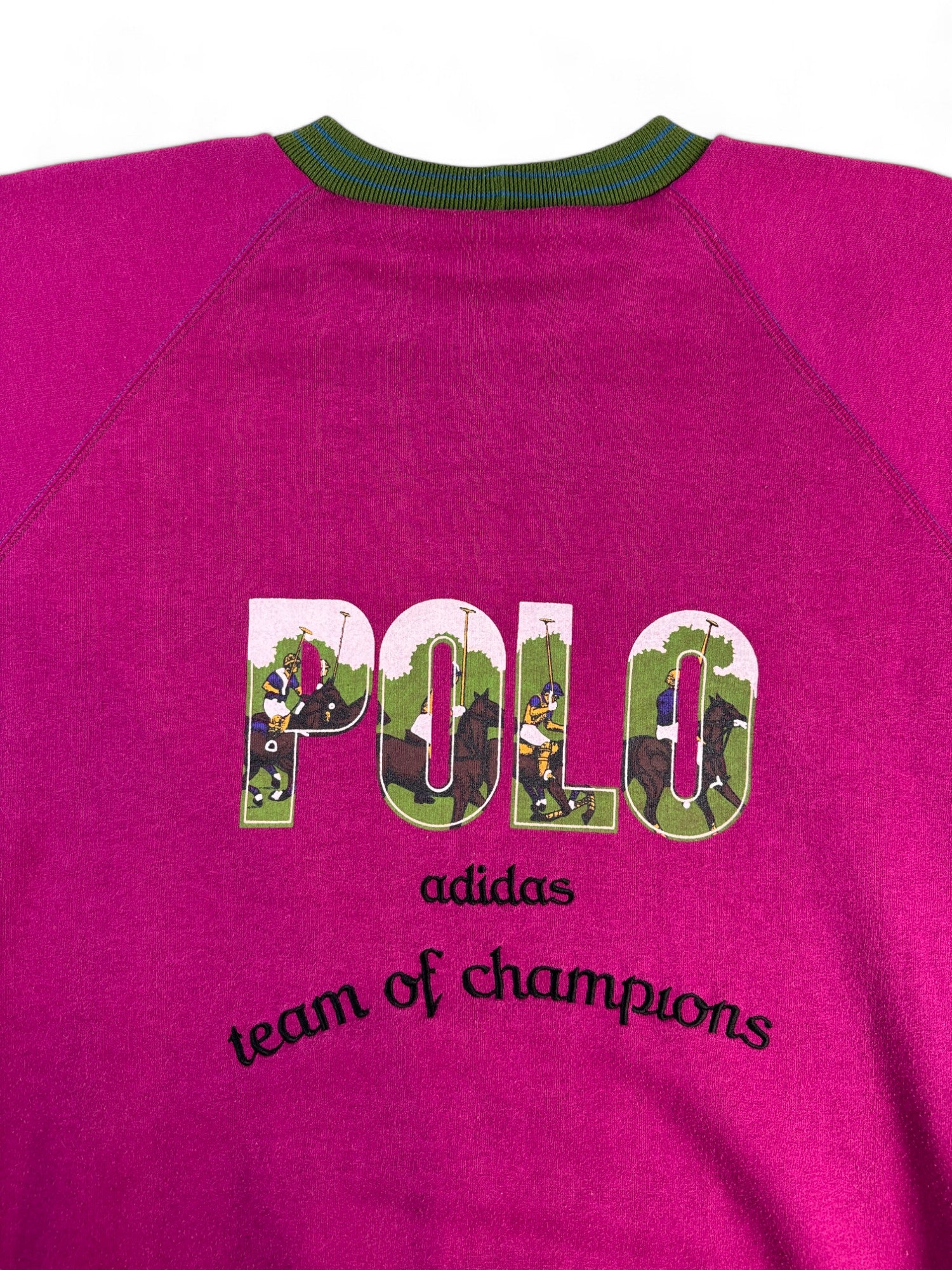Vintage Adidas Sweater 90s "Polo- Green Field" Rosa Grün (4) M-L