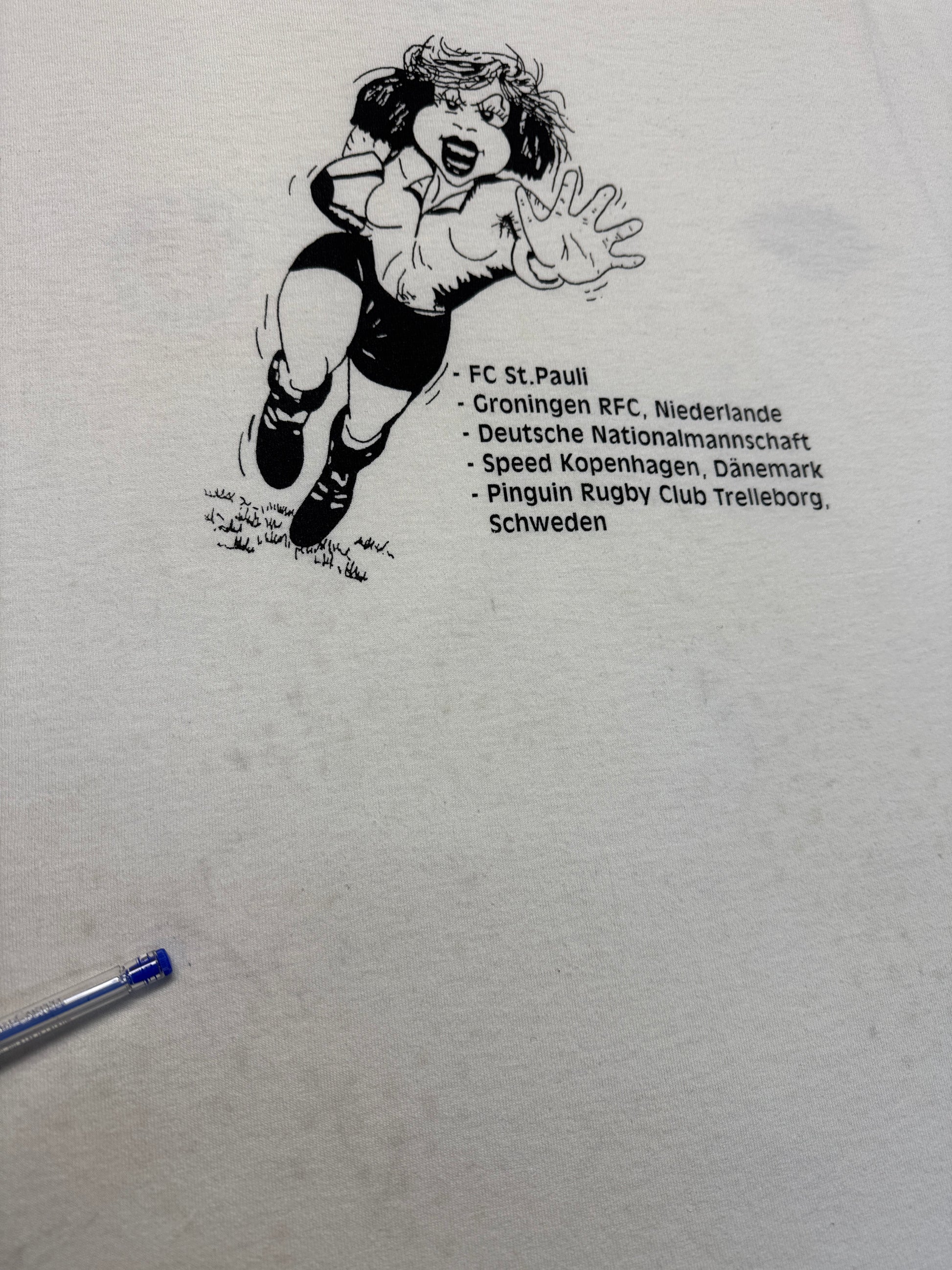 90s Screen Stars Shirt International Rugby Cup FC St. Pauli Weiß L - RareRags