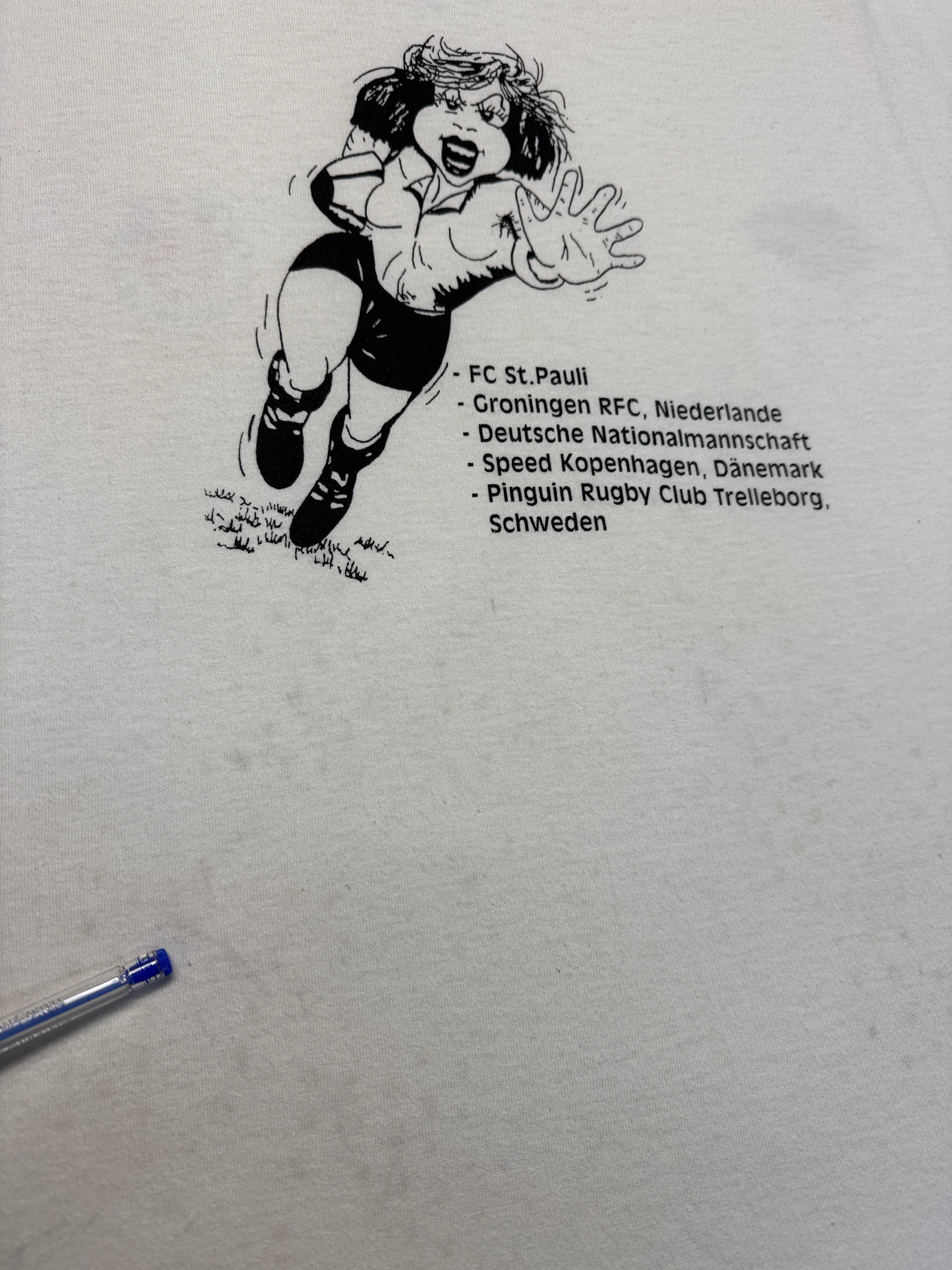 90s Screen Stars Shirt International Rugby Cup FC St. Pauli Weiß L - RareRags