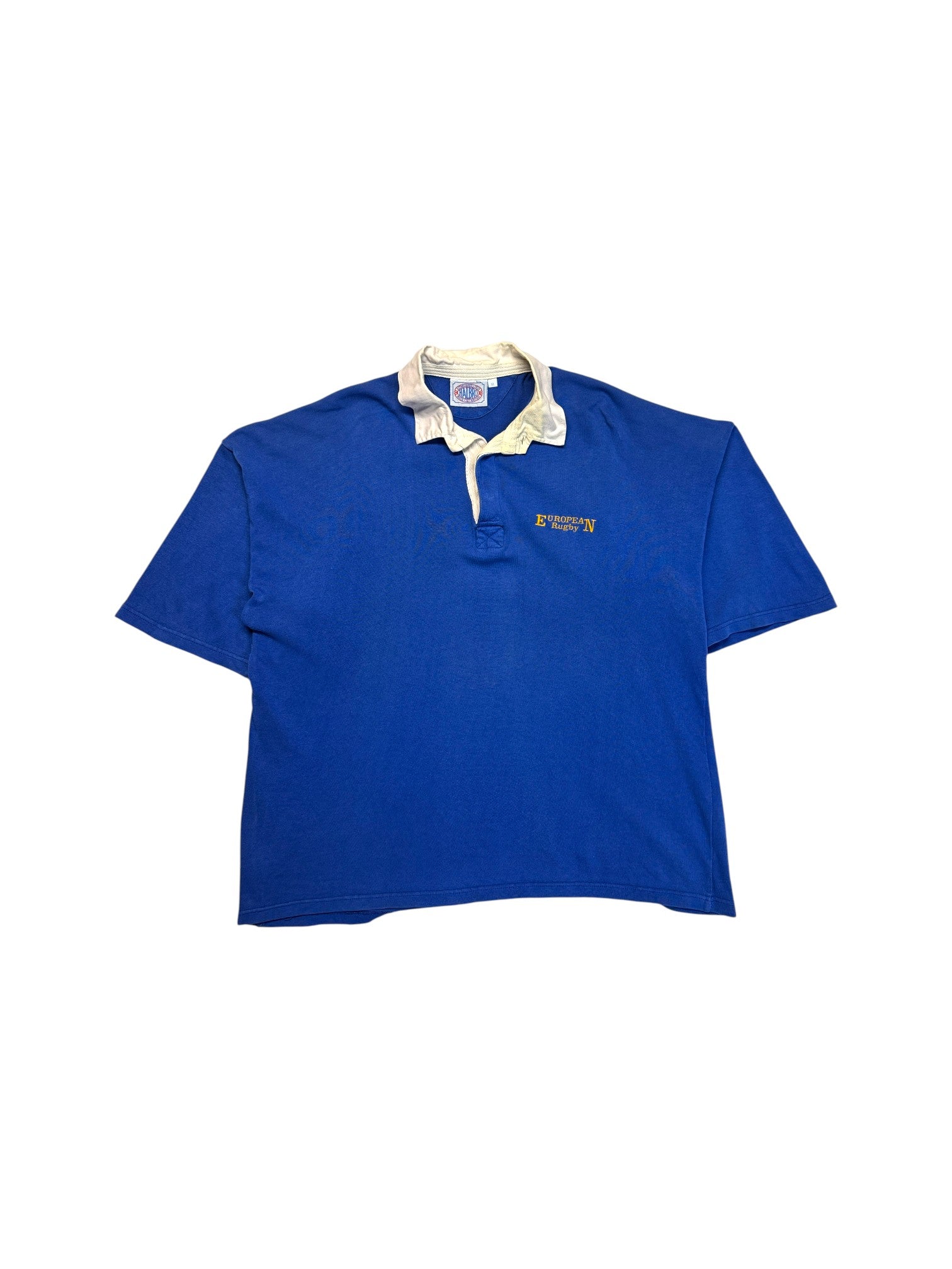 90s Halbro Polo European Rugby Made In Britain Blau XL - RareRags