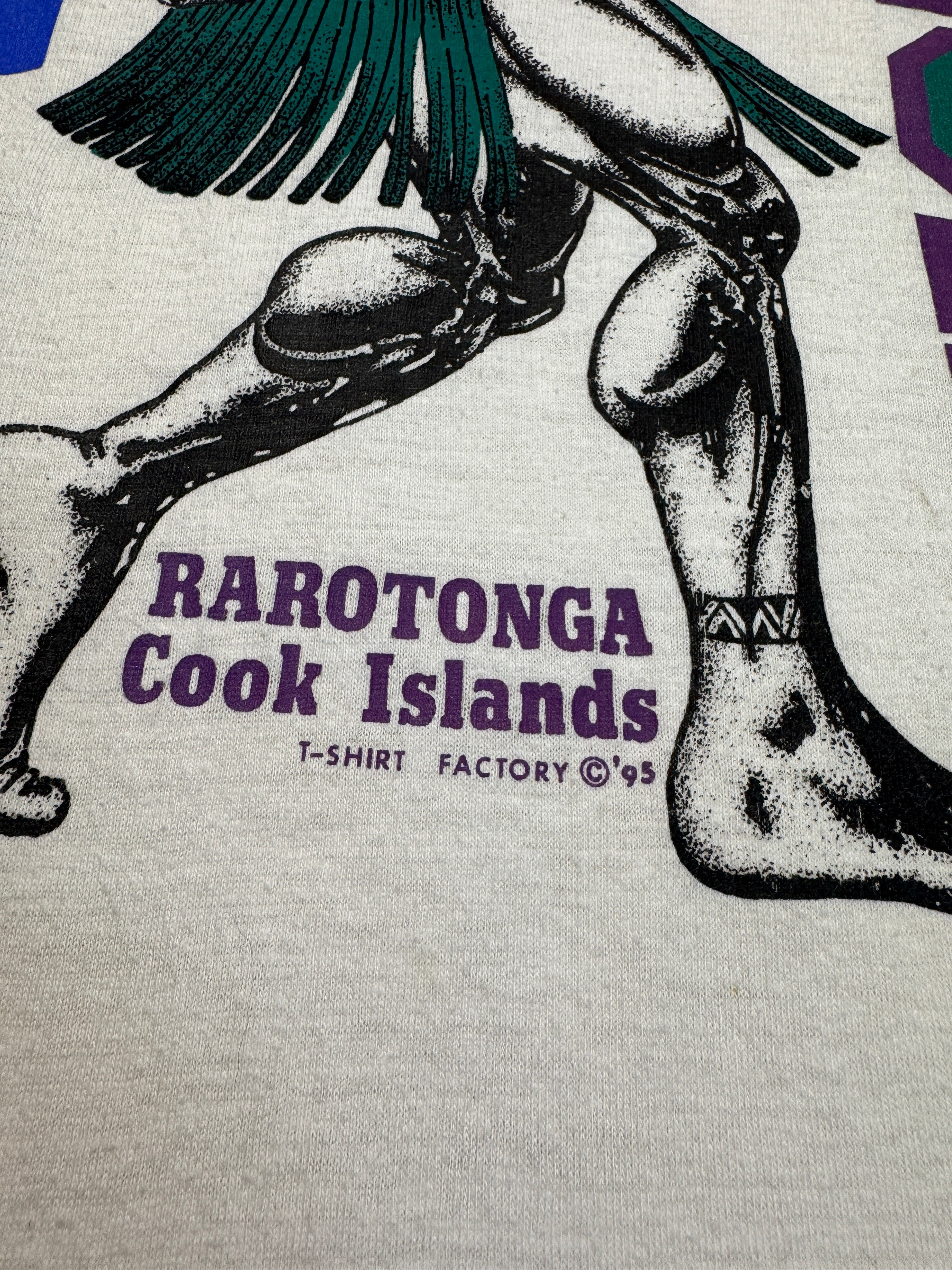 1995 Magic Power Shirt Sevens Rugby Rarotonga Cook Islands Weiß L-XL - RareRags