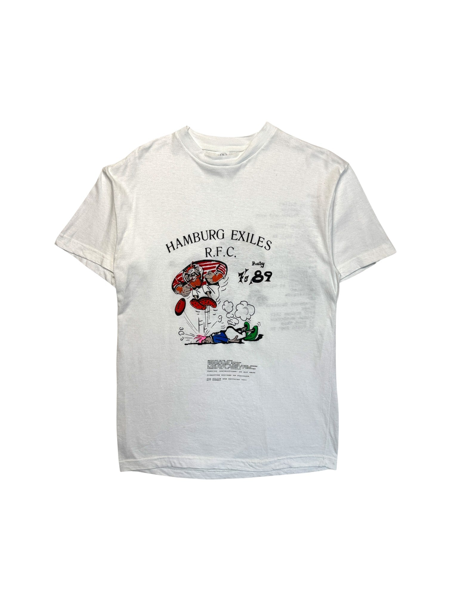 1989 Rugby Shirt Hamburg Exiles R.F.C. Weiß M-L - RareRags
