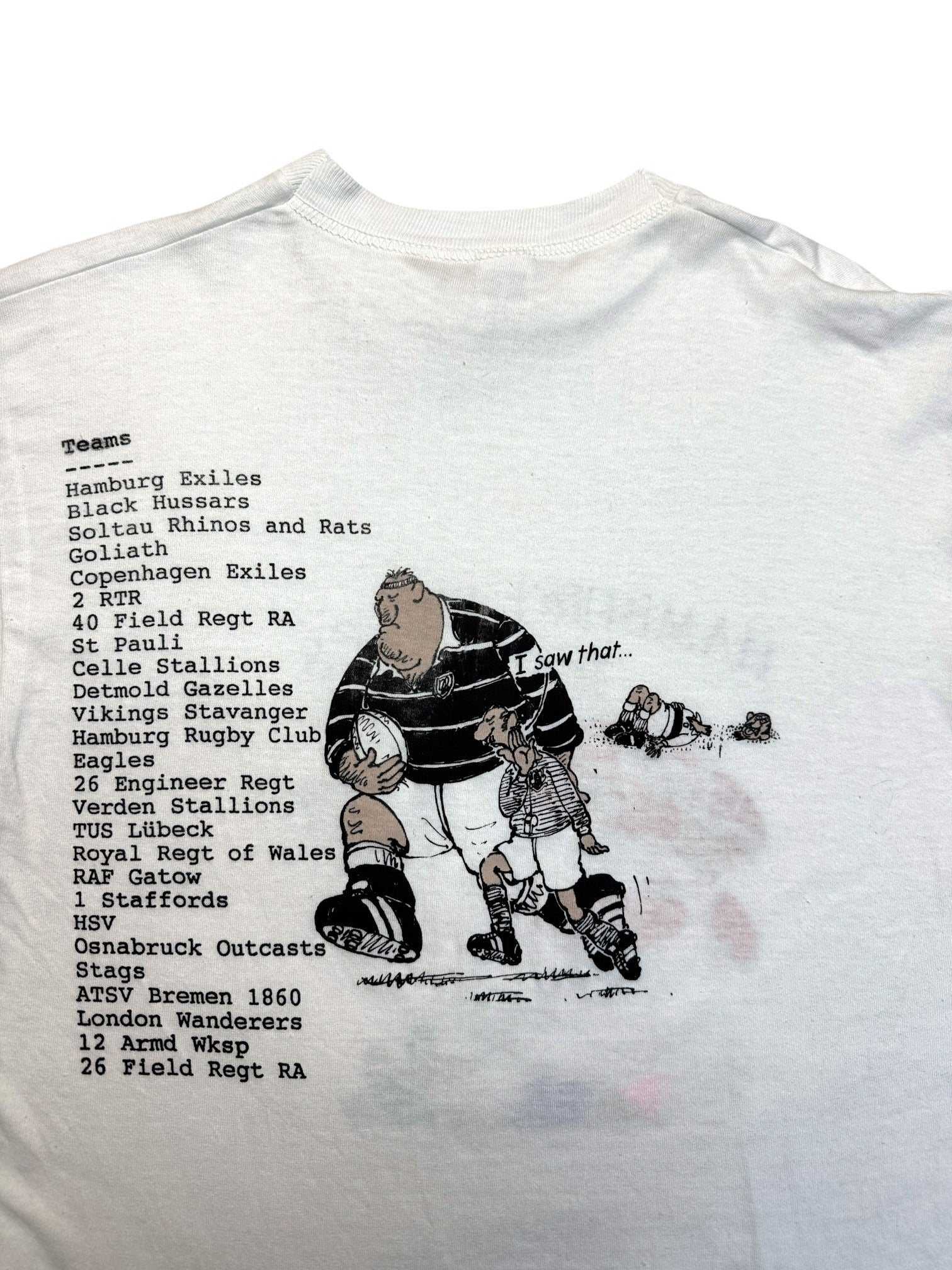 1989 Rugby Shirt Hamburg Exiles R.F.C. Weiß M-L - RareRags