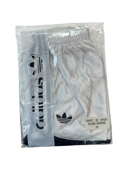 Vintage Adidas Shorts 80s Glanz Sprinter Deadstock Weiß/Silber XXS-XS