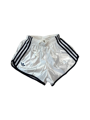 Vintage Adidas Shorts 80s Glanz Sprinter Deadstock Weiß/Silber XXS-XS