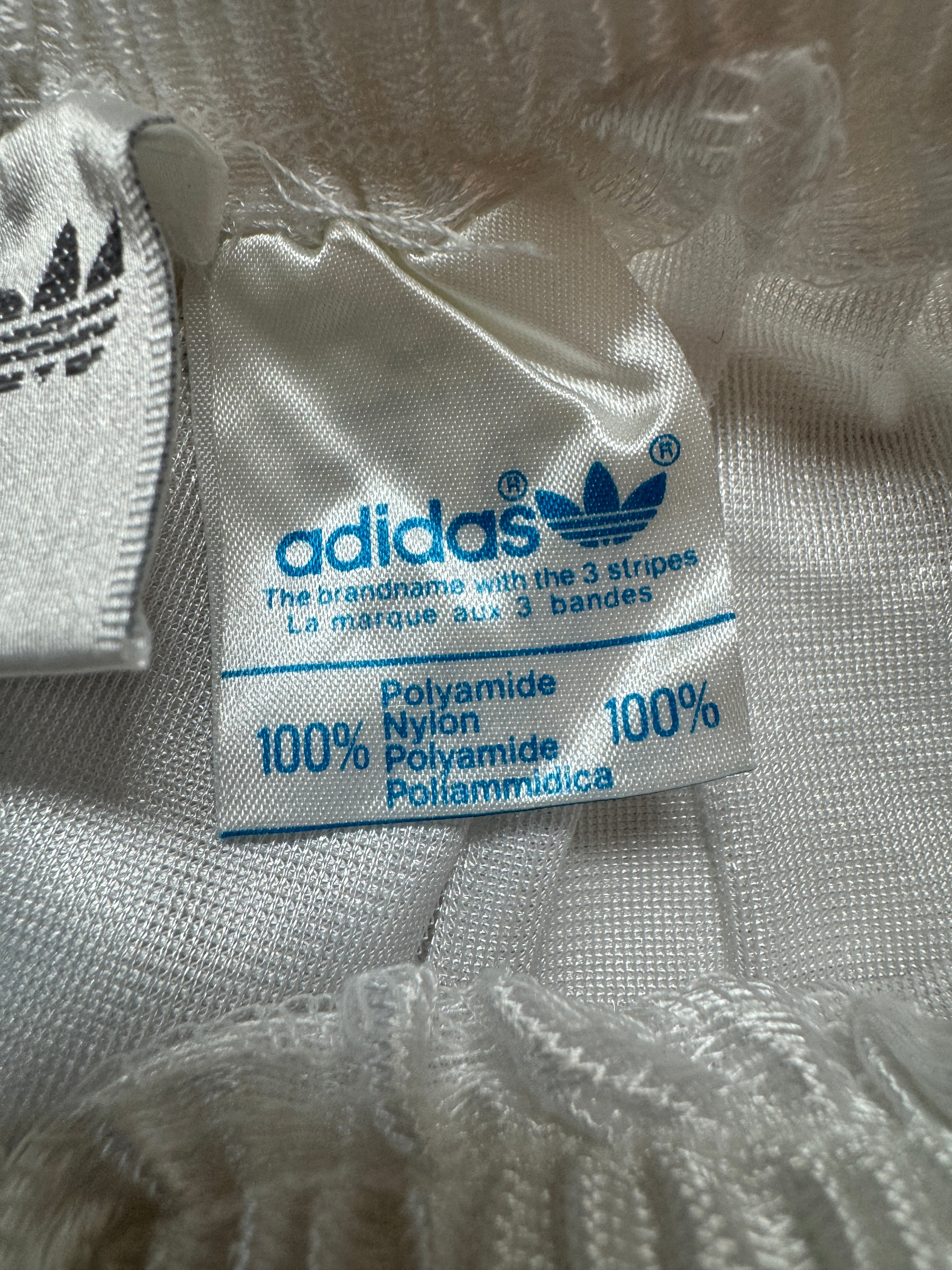 Vintage Adidas Shorts 80s Glanz Sprinter Deadstock Weiß/Silber XXS-XS