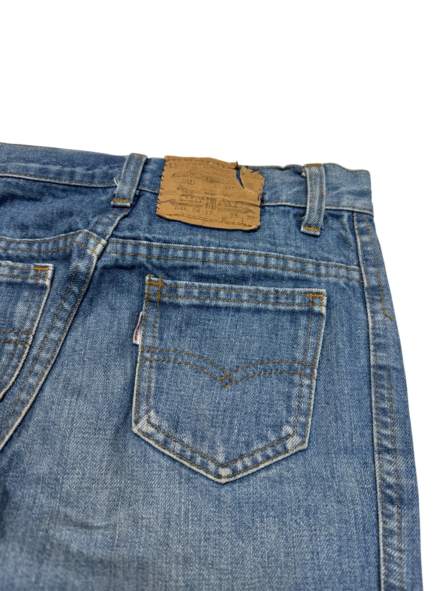 70s Levis Jeans 846 Talon Zip White Tab Blau W25 L30 - RareRags