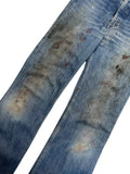 80s Levis Jeans Heavily Stained White Tab Made In Belgium 266 Blau S-M - RareRags
