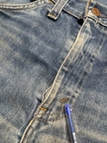 80s Levis Jeans Heavily Stained White Tab Made In Belgium 266 Blau S-M - RareRags