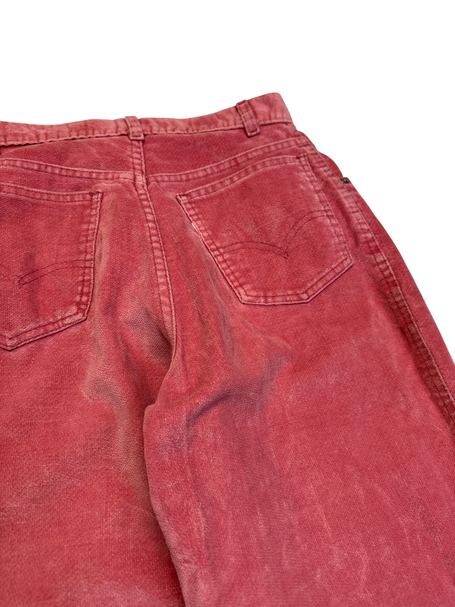 1981 Levis Velours Hose Made In USA 17 Hellrot/Rosa S-M - RareRags