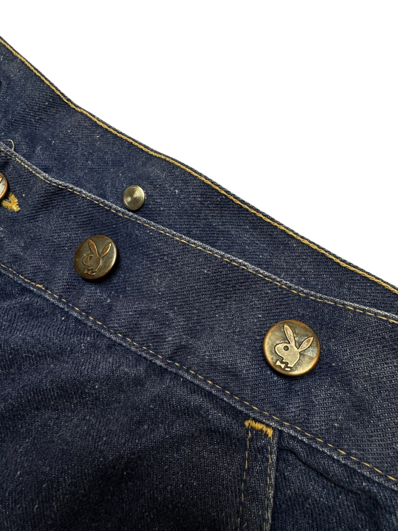 80s H.I.S. Jeans Playboy Buttons Blau S-M - RareRags