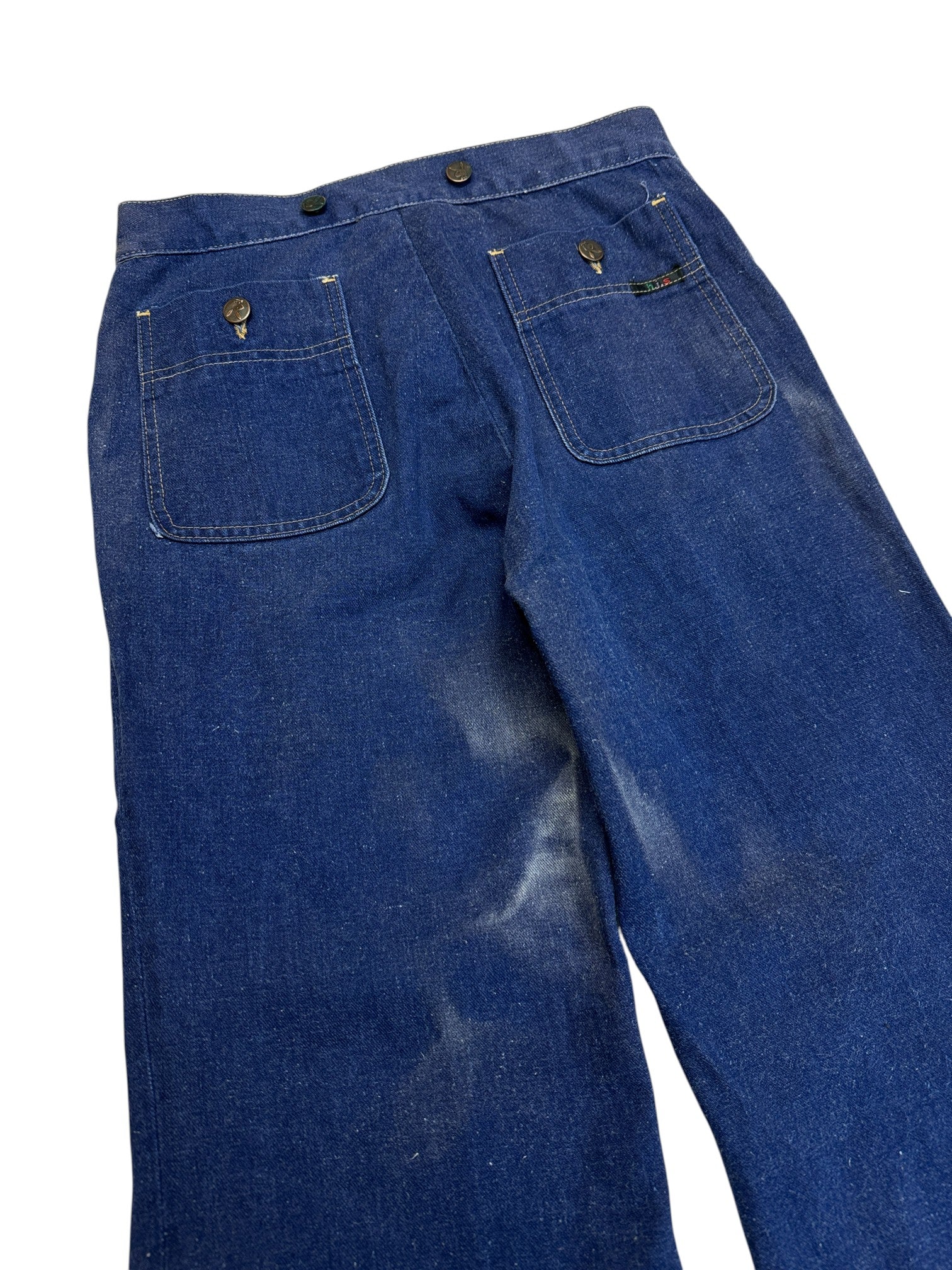 80s H.I.S. Jeans Playboy Buttons Blau S-M - RareRags