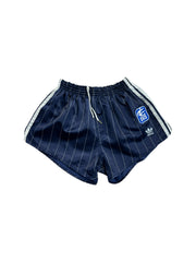 Vintage Adidas Shorts 80s Nadelstreifen Glanz Sprinter "Santiago" Dunkelblau D7 L