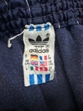 Vintage Adidas Shorts 80s Nadelstreifen Glanz Sprinter Dunkelblau D7 L
