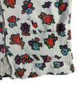 Vintage Frottee-Jacke 90s Damen Blumenmuster Weiß Bunt S-M
