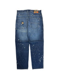 90s Pelle Pelle Baggy Jeans Dark Denim Paint Splatter Blau W34 L34 - RareRags