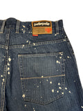 90s Pelle Pelle Baggy Jeans Dark Denim Paint Splatter Blau W34 L34 - RareRags